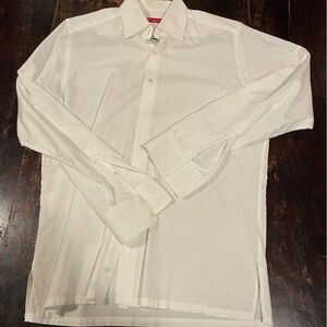 Christian Lacroix Men's White Dress Shirt - Textured Pattern